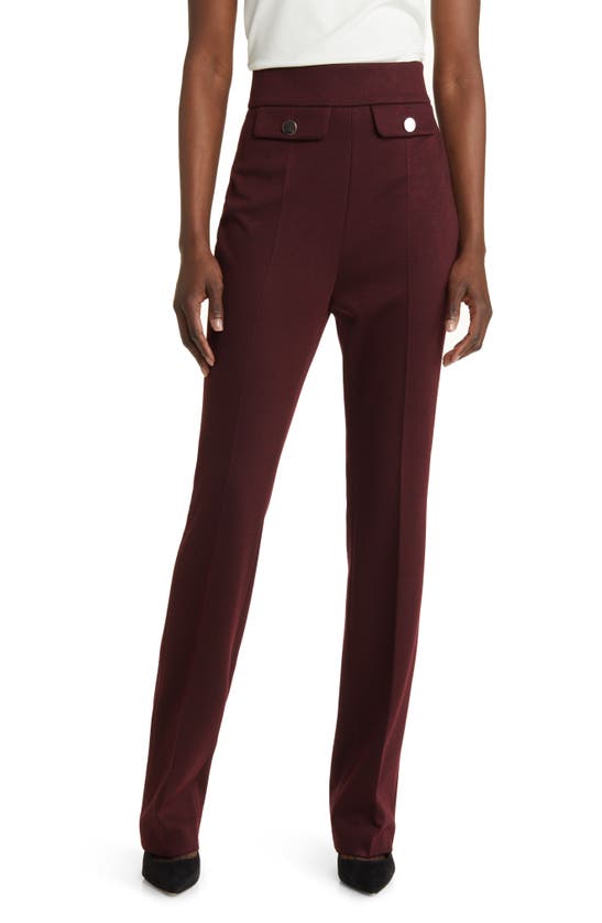 Hugo Boss Slim-fit Trousers In Woven Fabric With Monogram Buttons In Maroon Twill Fantasy