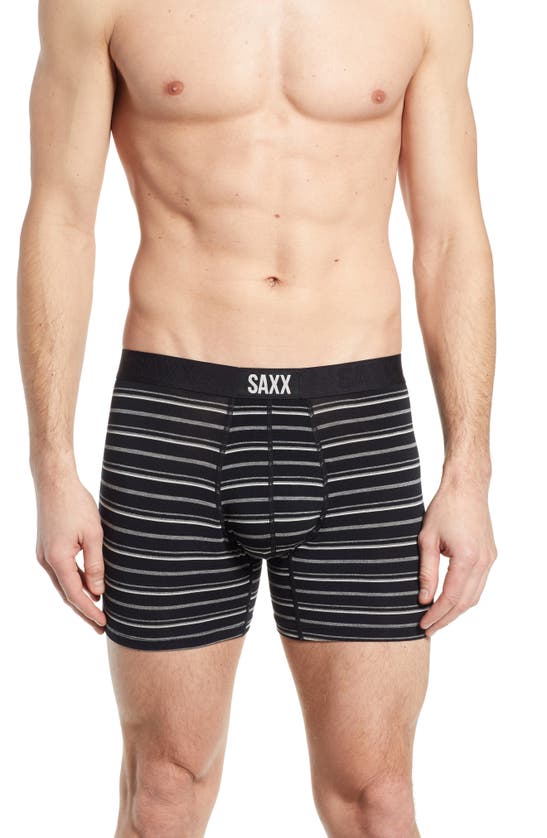 Saxx Vibe Super Soft Slim Fit Boxer Briefs In Black Coast Stripe