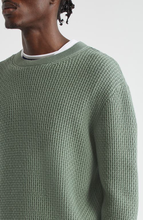 Shop Herno Textured Wool Crewneck Sweater In Sage Green