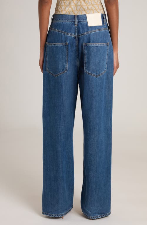 Shop Valentino Garavani Denim Wide Leg Jeans In Medium Blue Denim