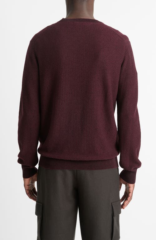 Shop Vince Geometric Jacquard Wool & Cotton Blend Crewneck Sweater In Malbec/black