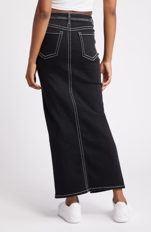 Shop Ptcl Heavy Stitch Denim Maxi Skirt In Black