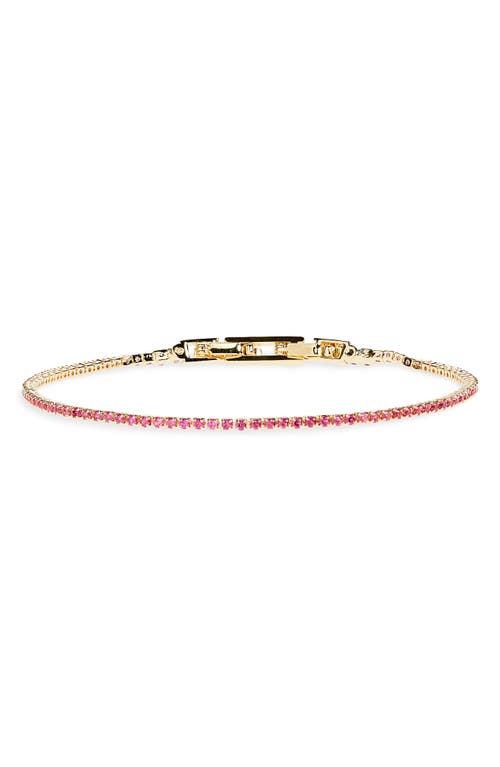 1.5mm Cubic Zirconia Tennis Bracelet in Pink- Gold