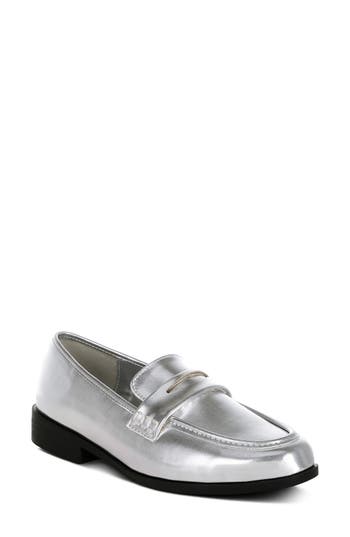 London Rag Rugle Metallic Penny Loafer In Silver