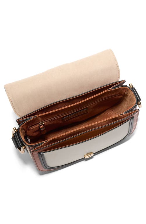 Shop Cole Haan Mini Essential Saddle Bag In Brit Tan/ivory/black