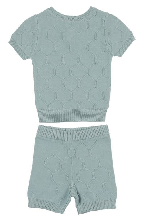 Manière Honeycomb Knit Short Sleeve Sweater & Shorts Set Aqua at Nordstrom,