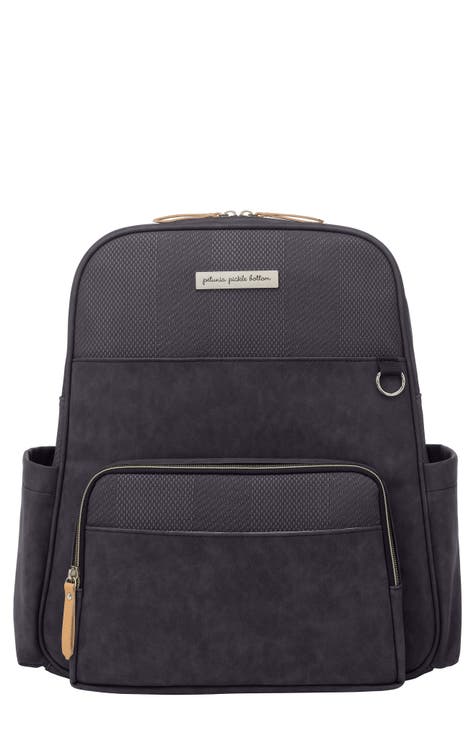 Arch Luxe Black Vegan Leather Diaper Bag | Backpack to Tote Baby Bag
