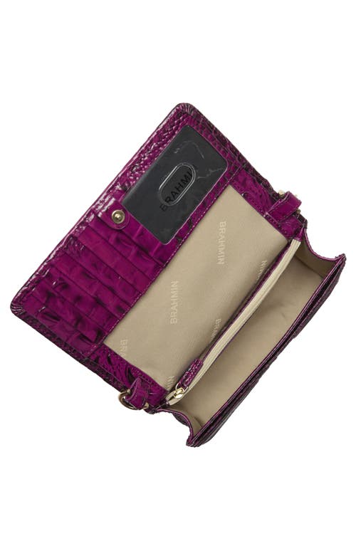 Shop Brahmin Minuette Croc Embossed Leather Crossbody Bag In Sugar Plum