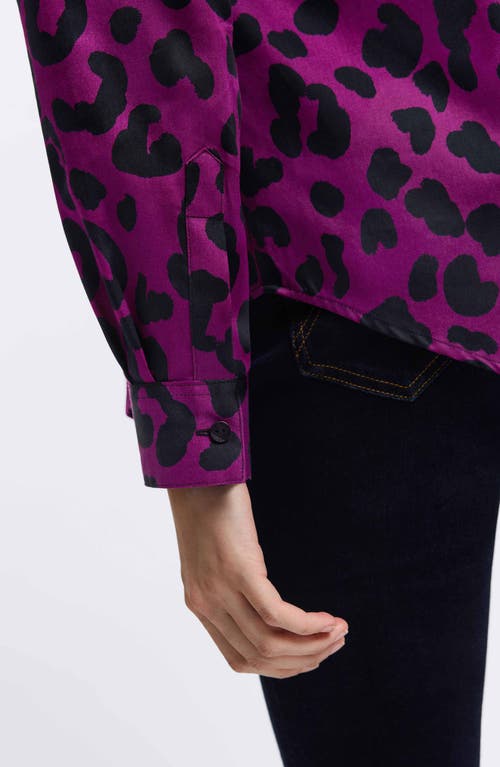 Foxcroft Cheetah Print Shirt In Plum/black
