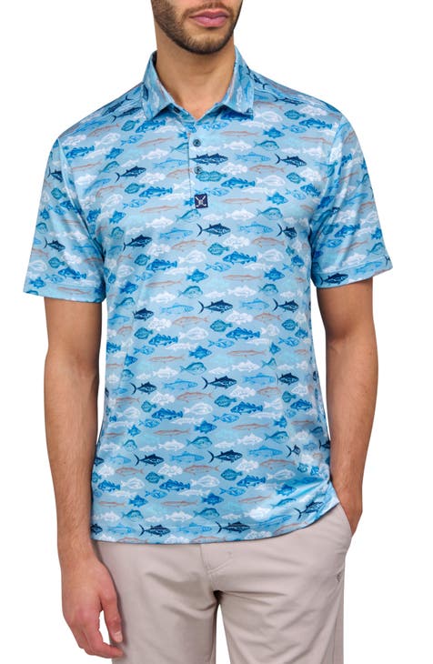 Fish Print Golf Polo