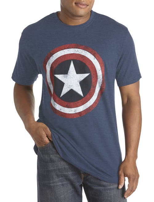 Shop True Nation By Dxl Comics Captain America Graphic Tee In Navy Heather