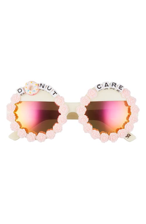 Donut Care Round Sunglasses in Pink/Orange Mirrored