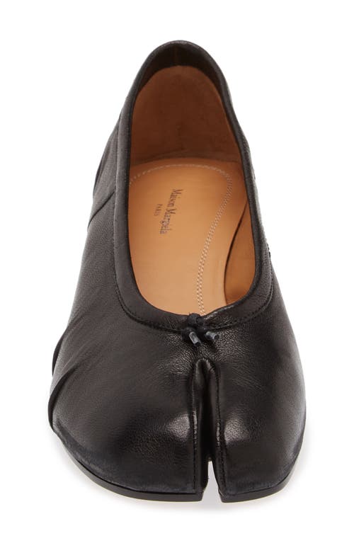 Maison Margiela Black Leather Tabi Ballerinas With Iconic Tabi Split-toe In Black