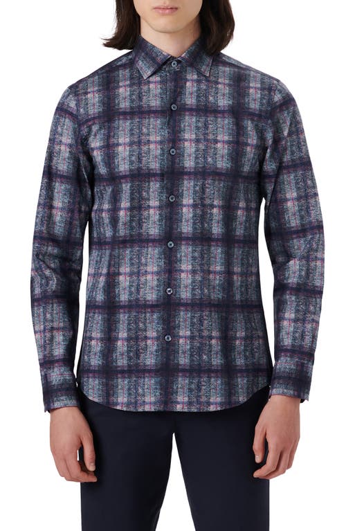 Bugatchi Axel Shaped Fit Plaid Stretch Cotton Button-Up Shirt in Graphite