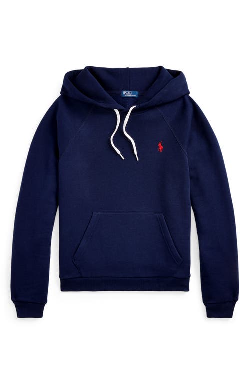 Shop Polo Ralph Lauren Arctic Shrunken Fit Fleece Hoodie In Cruise Navy