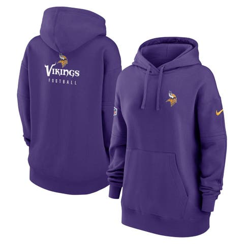 New Era Women's Minnesota Vikings Purple Raw Edge Cropped Hoodie