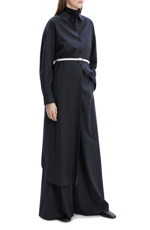 Shop Theory Long Sleeve Maxi Shirtdress In Charcoal Melange