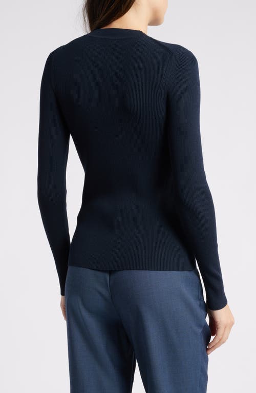 Shop Hugo Boss Boss Feskiera Rib Mock Neck Sweater In Sky Captain