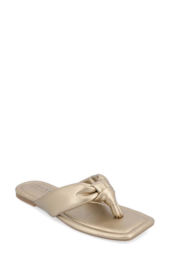 Shop Journee Collection Tru Comfort Ares Vegan Leather Sandal In Gold