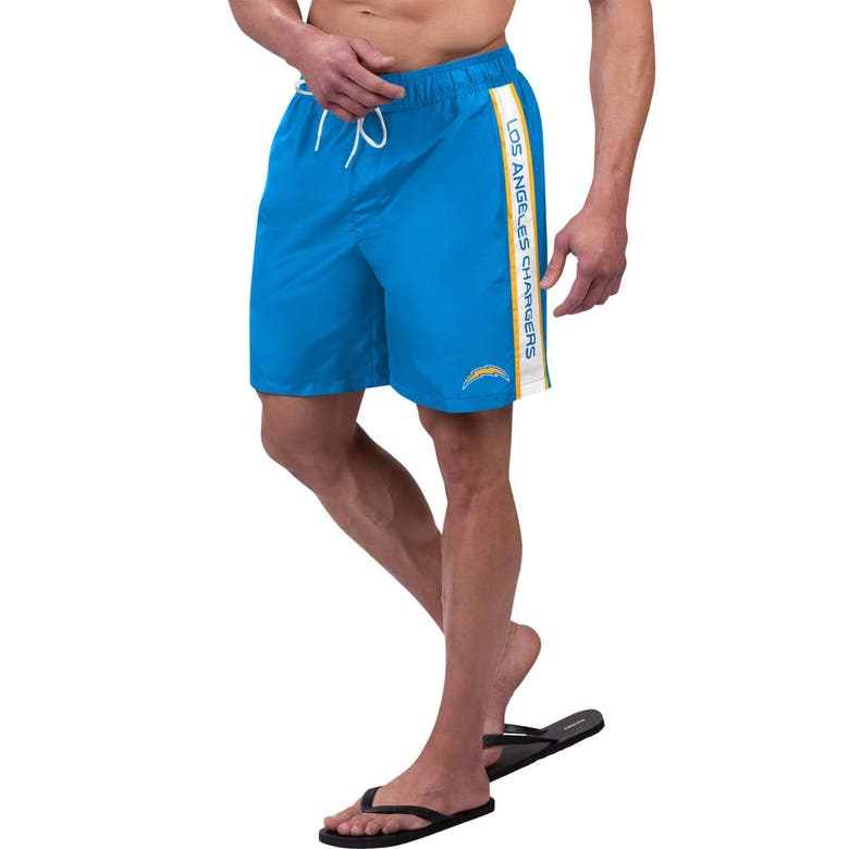 Shop G-iii Sports By Carl Banks Powder Blue Los Angeles Chargers Streamline Volley Swim Shorts