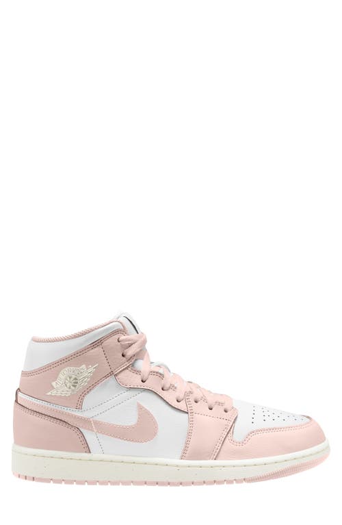 Air Jordan 1 Mid SE Sneaker in White/Legend Pink/Sail