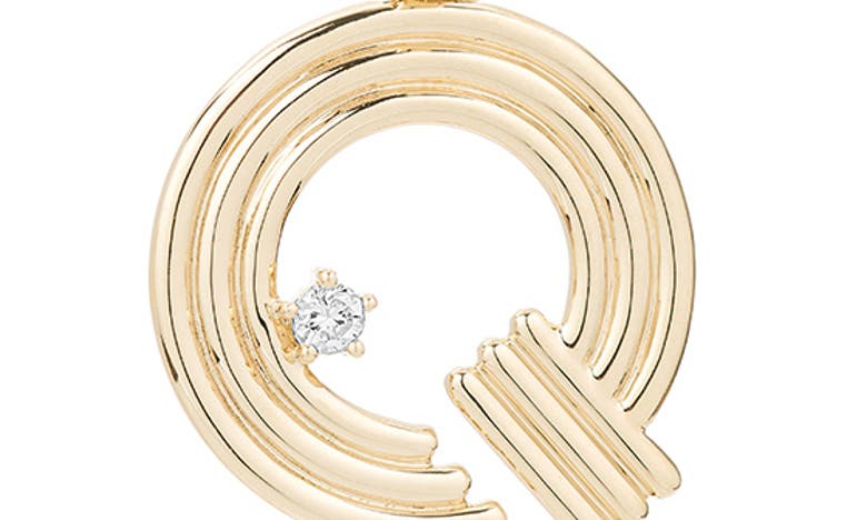 Shop Adina Reyter Groovy Initial Diamond Pendant Charm In Yellow Gold - Q