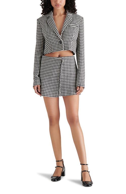 Shop Steve Madden Rupi Houndstooth Check Crop Blazer In Black/white