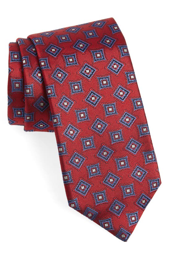 Canali Medallion Silk Tie In Red