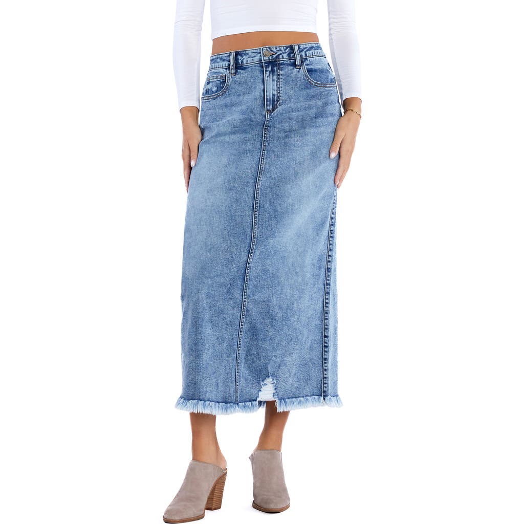 WASH LAB DENIM WASH LAB DENIM DEMOLITION FRAYED DENIM SKIRT