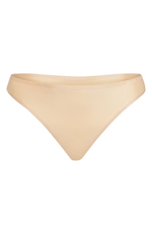 Shop Savage X Fenty Microfiber No-show Thong In Honey Nude