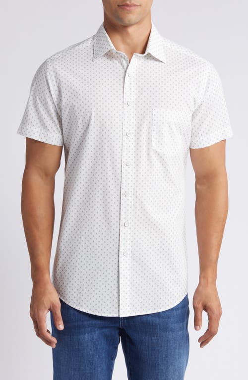 Shop Rodd & Gunn Glenburn Sports Fit Short Sleeve Cotton Button-up Shirt In White/forest