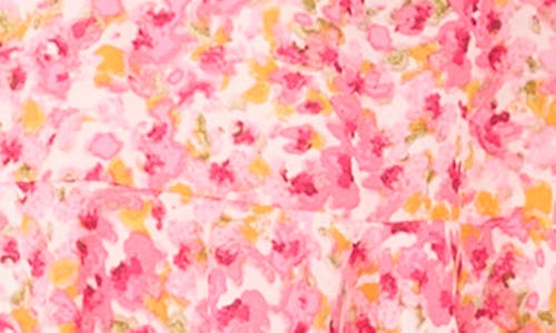 Shop Cece Floral Ruffle Hem Dress In Pink/new Ivory