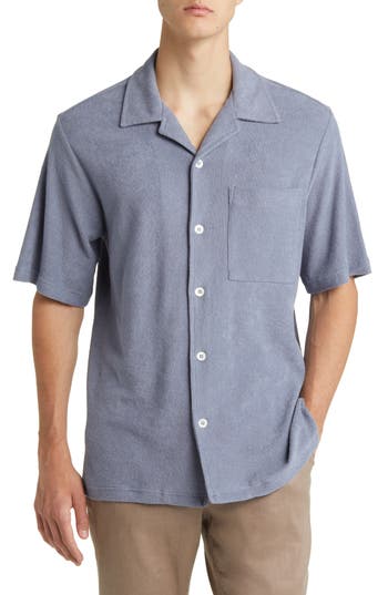 Nn07 Julio 3370 Short Sleeve Button-up Shirt In Blue