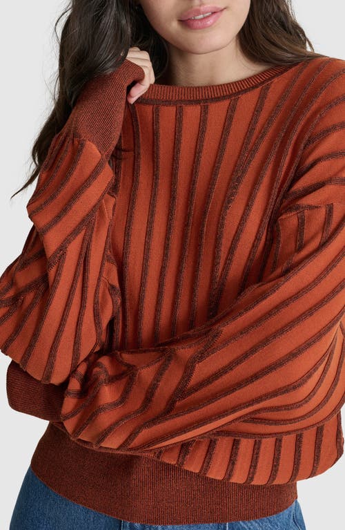 Shop Dkny Transfer Stitch Sweater In Russet/black