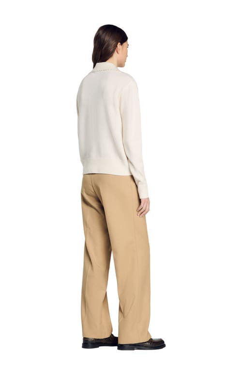 Shop Sandro Polo-neck Sweater In Ecru