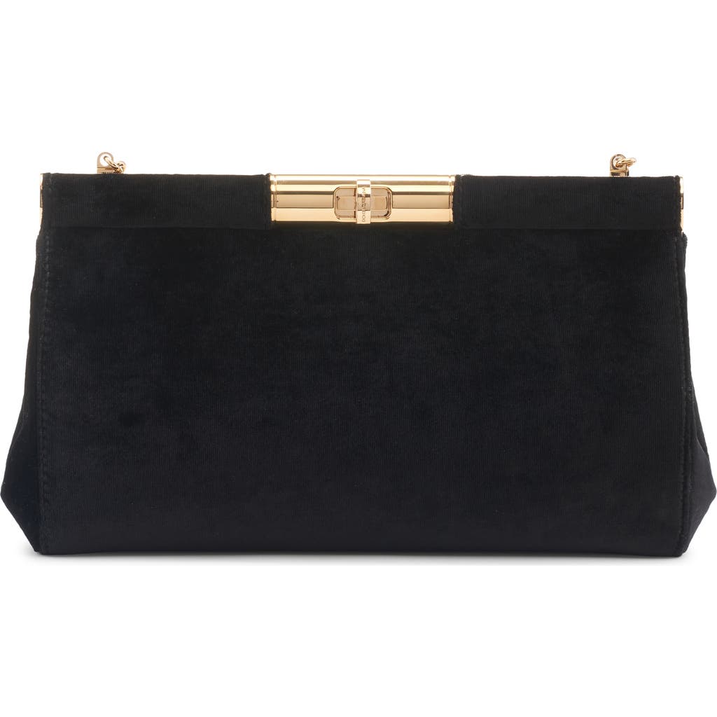 Dolce & Gabbana Women Satin Shoulder Bag With Engraved Logo In Black