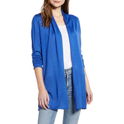 Ceny Long Open Front Cardigan, Blue