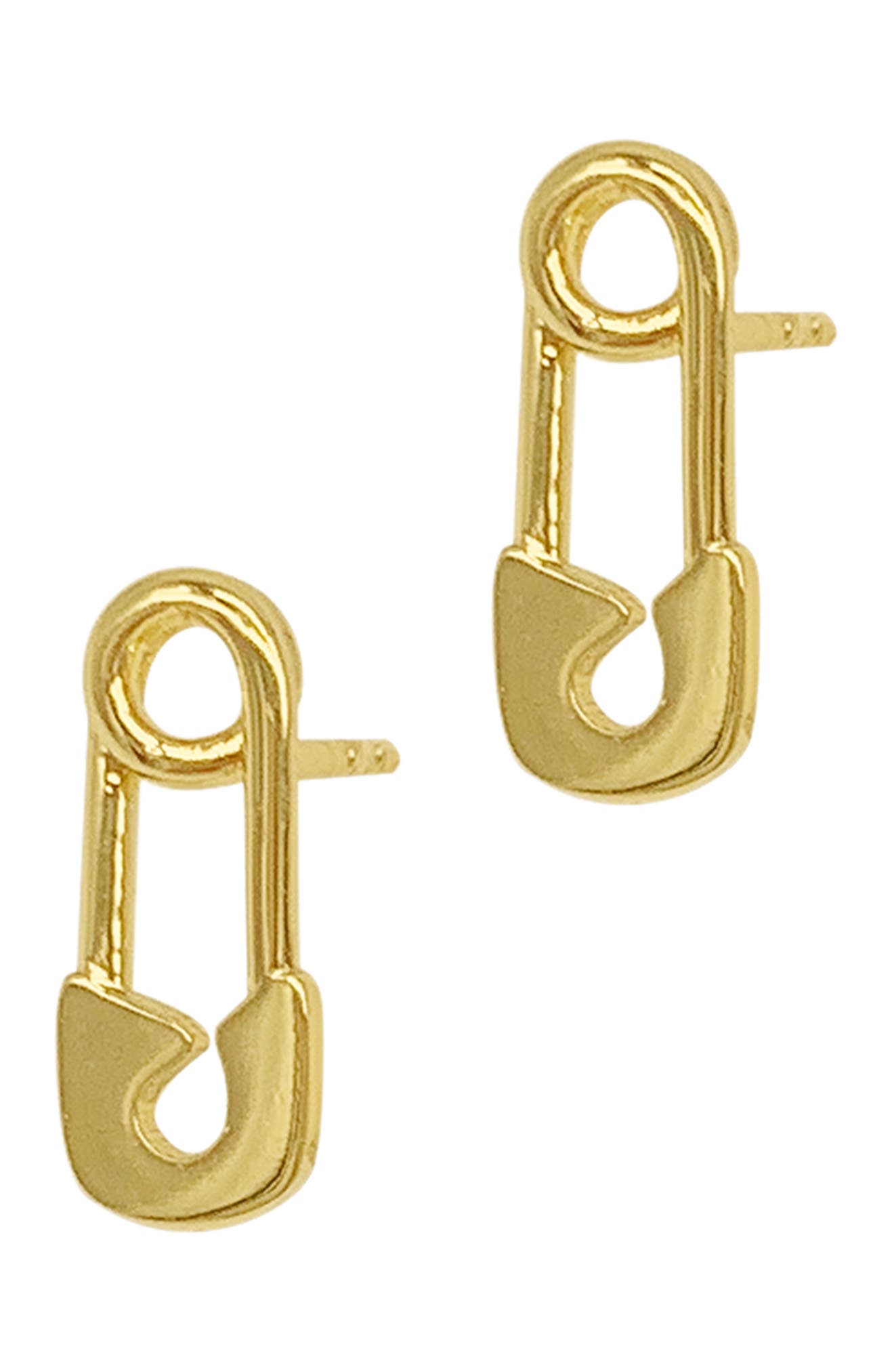 Adornia 14k Yellow Gold Vermeil Safety Pin Stud Earrings