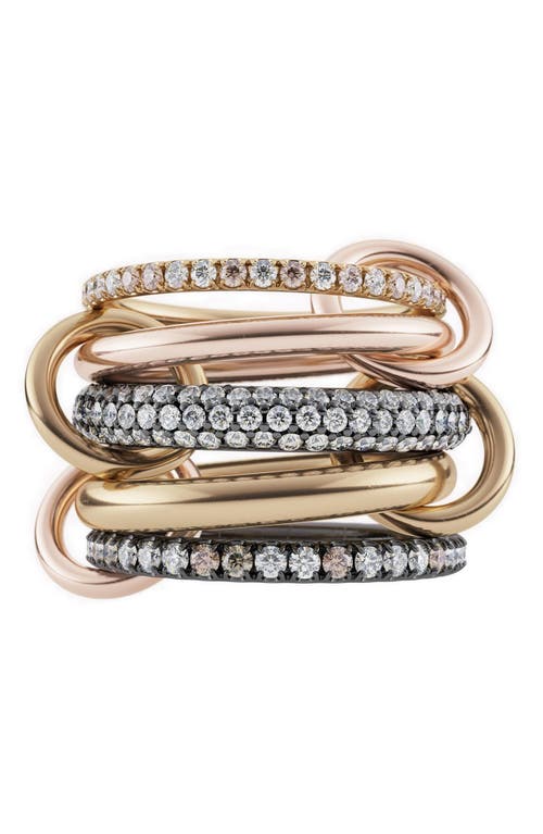 Leo Mix Diamond Linked Rings in Yellow Gold/Rose Gold/Silver