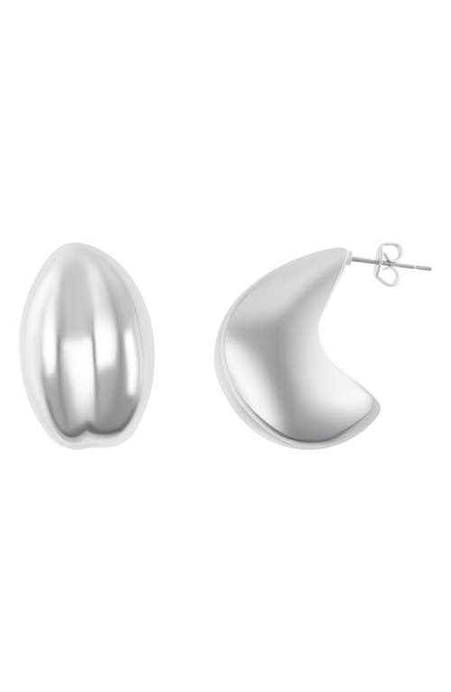 Adornia Silver Plated Puff Hoop Earrings In Silver