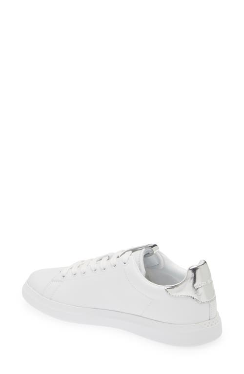 Shop Tory Burch Double T Howell Court Sneaker In Titanium White/silver