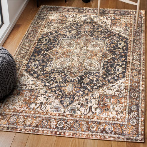 Jonathan Y Chapell Chenille Traditional Medallion Machine-washable Area Rug In Black/terra