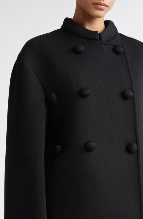 Jil Sander Double Breasted Wool Blend Crop Jacket In Black