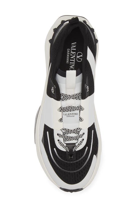 Shop Valentino Garavani Rockstud Knit Sneaker In Nero-bianco