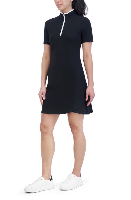 Shop Sage Collective Sage Collective Limitless Half Zip Polo Dress In Black