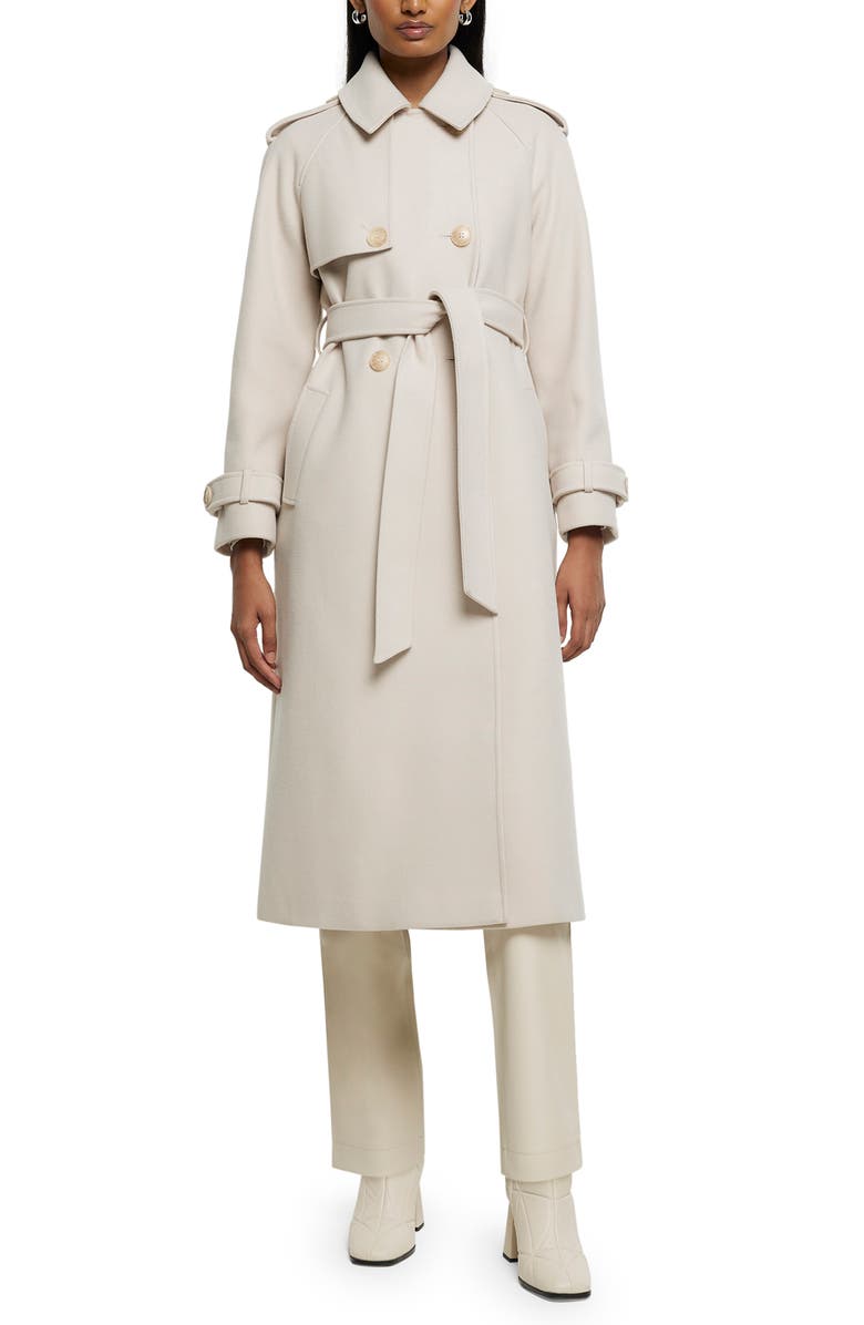 River Island Relaxed Fit Belted Longline Trench Coat | Nordstrom