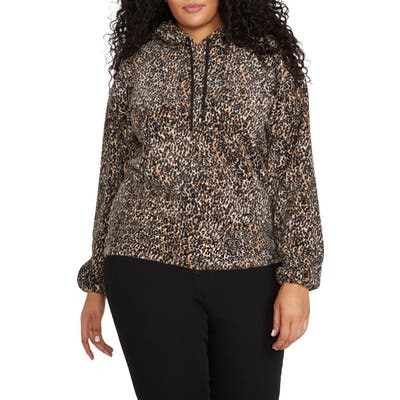 Plus Size Volcom Leopard Hooded Sweatshirt, Black