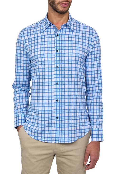 Slim Fit Plaid Four-Way Stretch Performance Sport Shirt