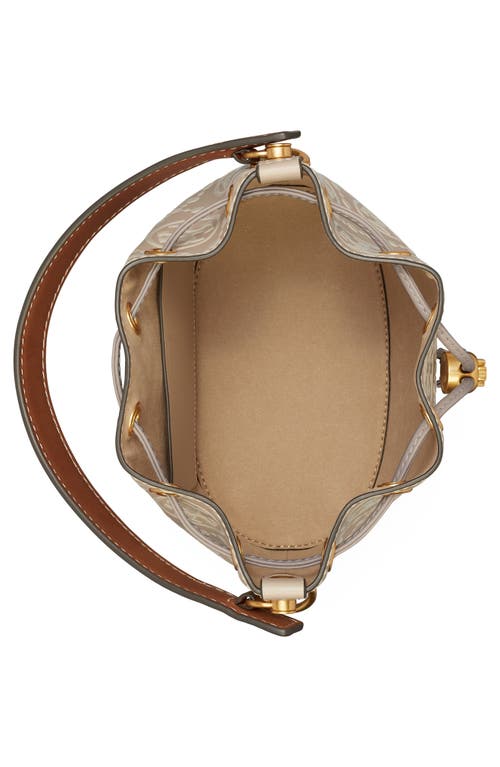 Tory Burch T Monogram Embossed Bucket Bag In Longan/new Cream