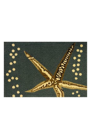 R16 Home Starfish Indoor/outdoor Doormat In Aqua Tan White
